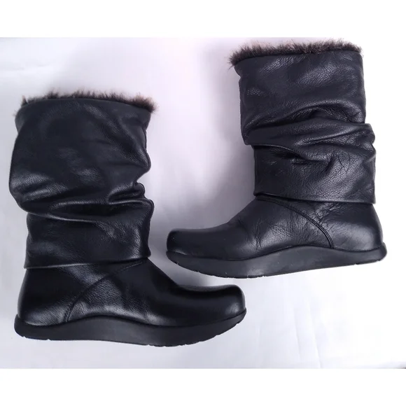 Earth Shoes Shannon Leather Fur Boots 5.5 - Picture 3 of 9